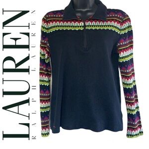 Lauren Ralph Lauren Exclusive Native Aztec American Design Collar Sweater Size L